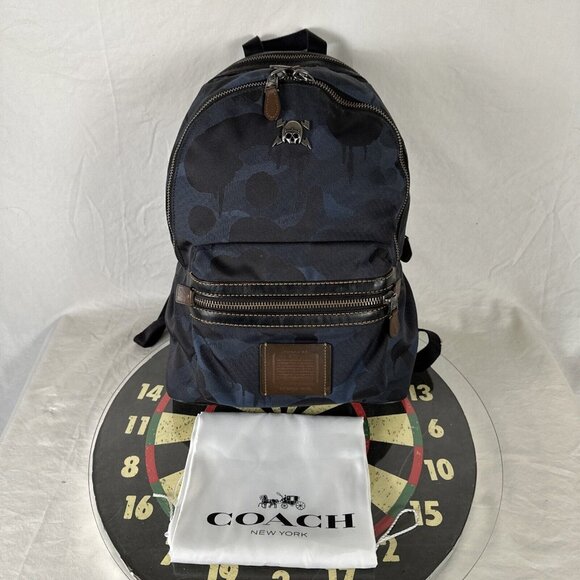 COACH X GARY BASEMAN Blue Cloth Camo Print Classic Backpack Full Zip LIMITED - Picture 1 of 13